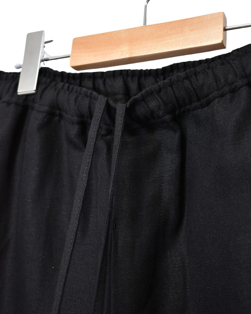 LINEN TWILL EASY TAPERED PANTS Black