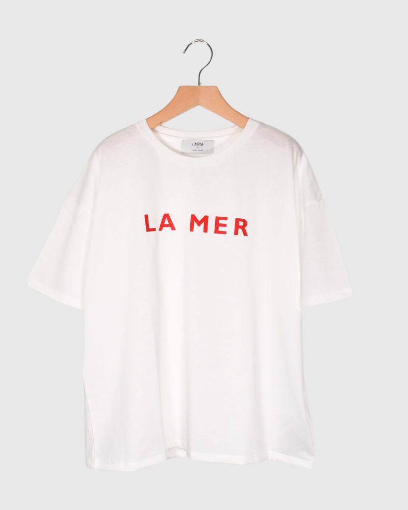 PRINT Tshirt「LA MER」 Aka
