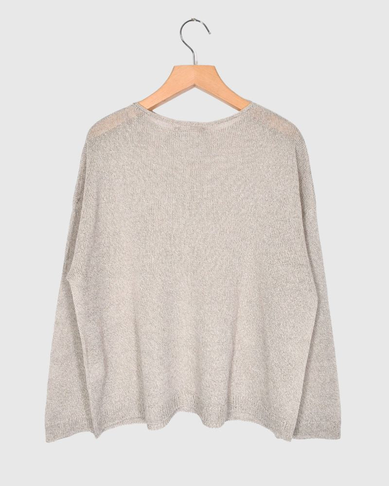 WHOLE GARMENT KNIT PULLOVER Natural