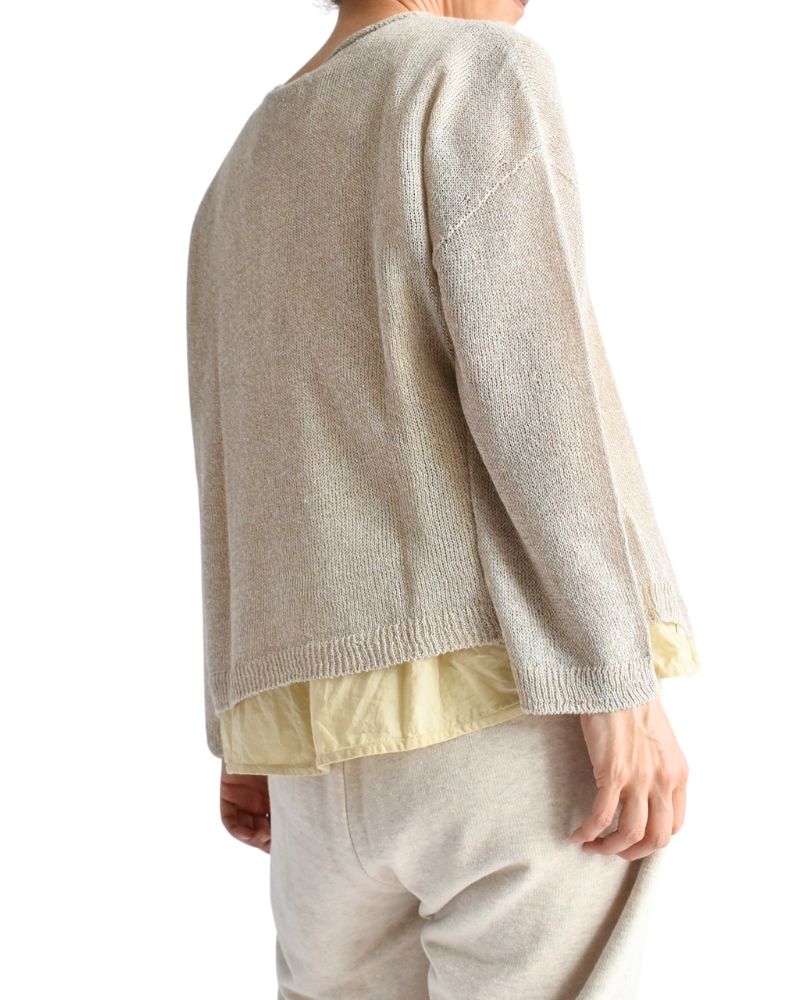 WHOLE GARMENT KNIT PULLOVER Natural