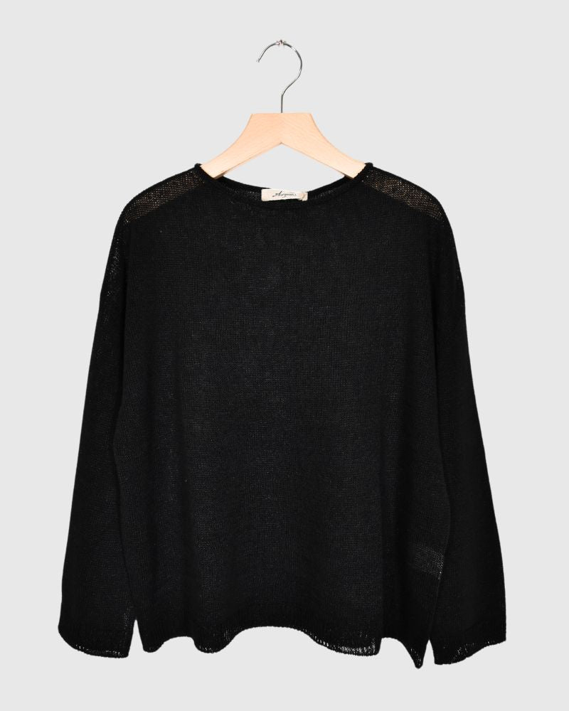 WHOLE GARMENT KNIT PULLOVER Black