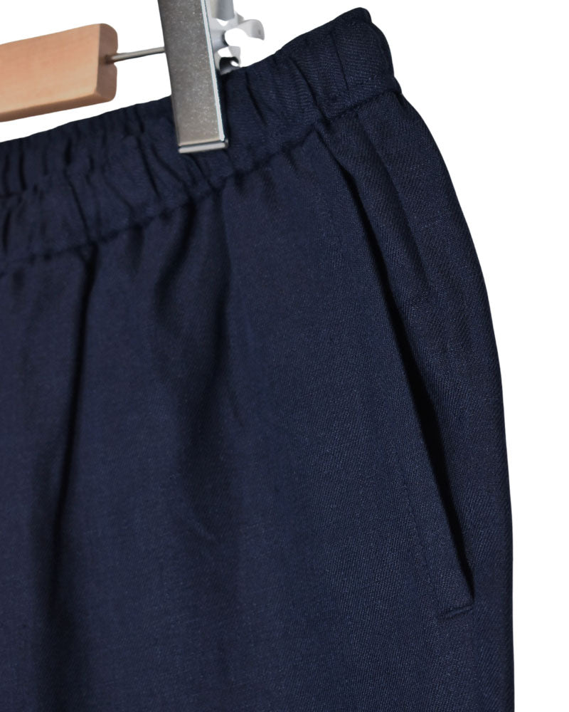 LINEN TWILL EASY TAPERED PANTS Navy