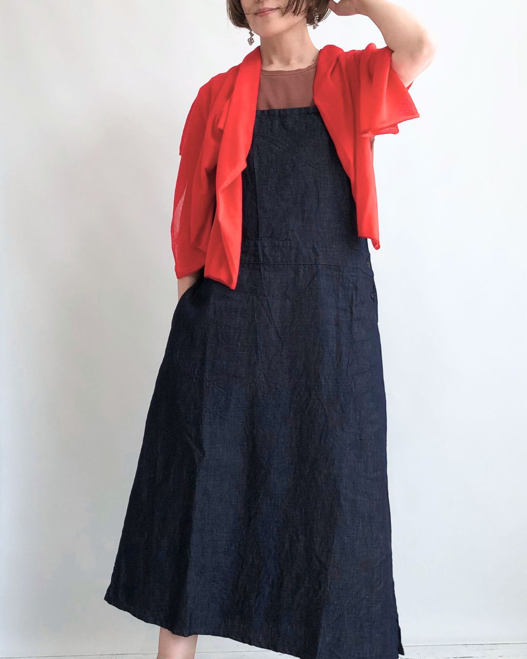 【sale】ライトデニムジャンパースカート Indigo
