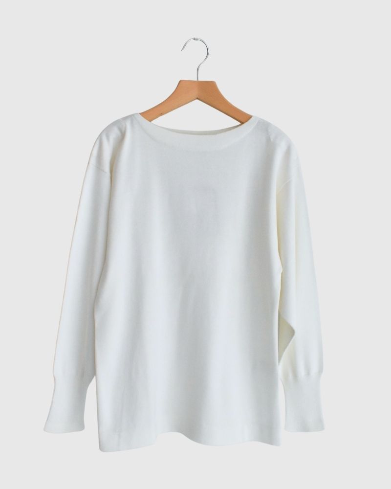【sale】TRICOLOR ボートネックコットンニットプルオーバー White