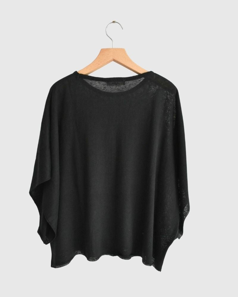 【sale】LINEN WIDE SLEEVE PO Black