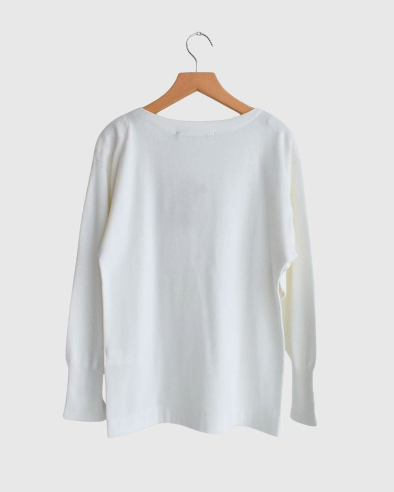 【sale】TRICOLOR ボートネックコットンニットプルオーバー White