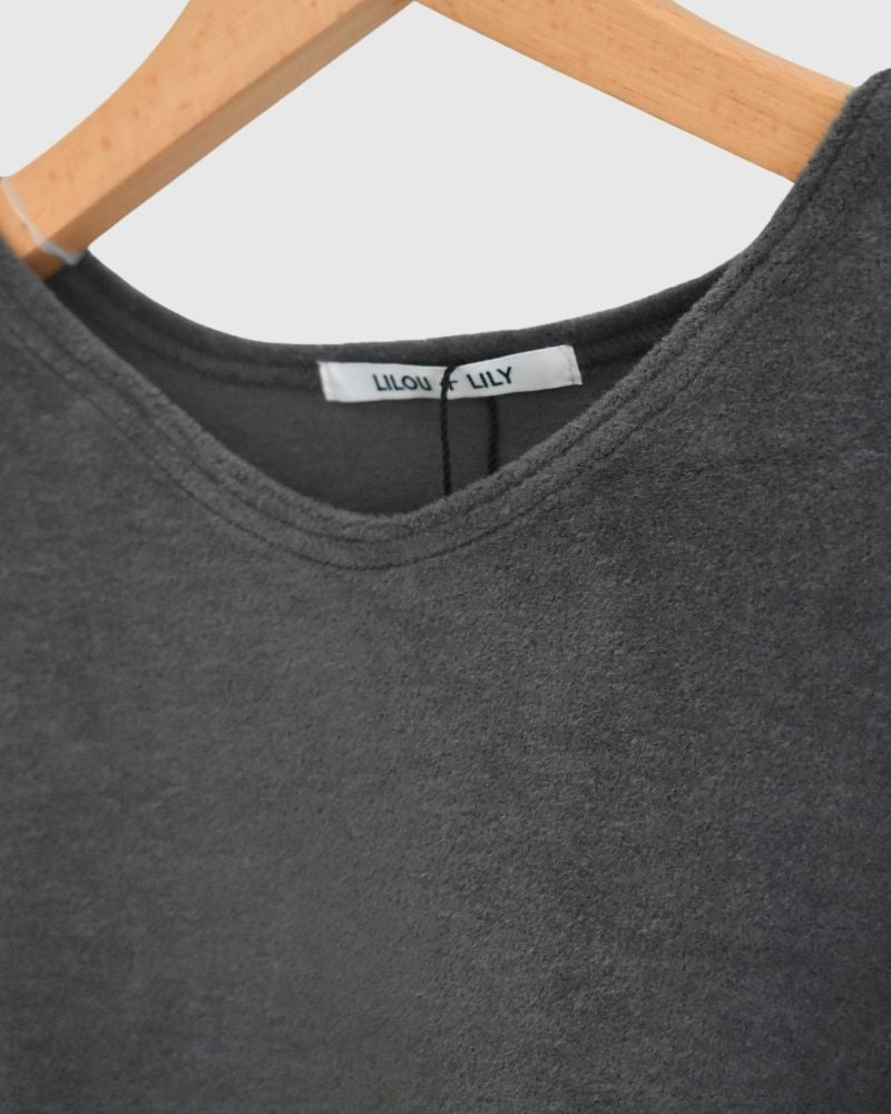 【sale】AMERICAN SHORT HAIR BRUSHED V-NECK P/O Charcoal