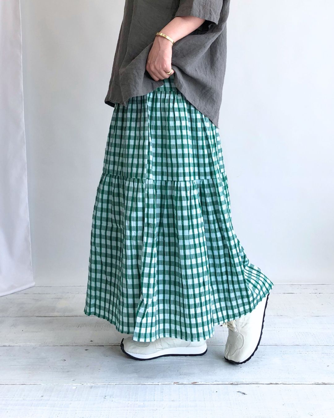 【sale】TIERED DESIGN SKIRT 'JEBI' Green