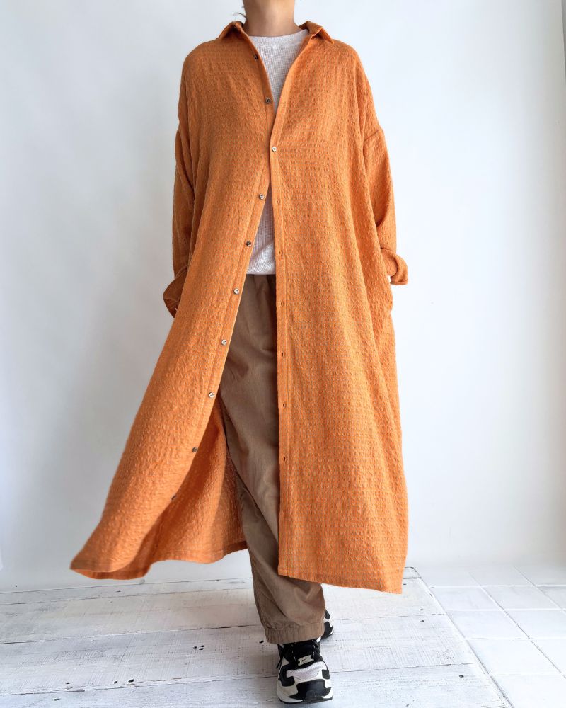 ウールコットン ギンガムドレス Orange/Mocha