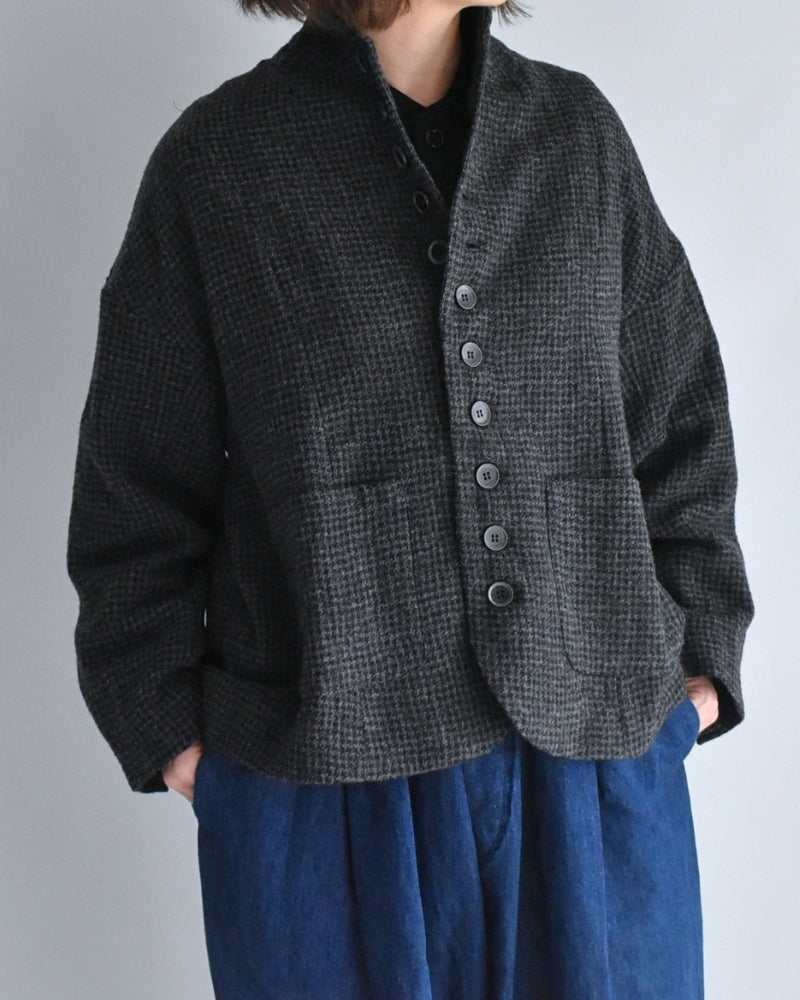 ウールガーゼ ハウンドトゥース ジャケット Charcoal