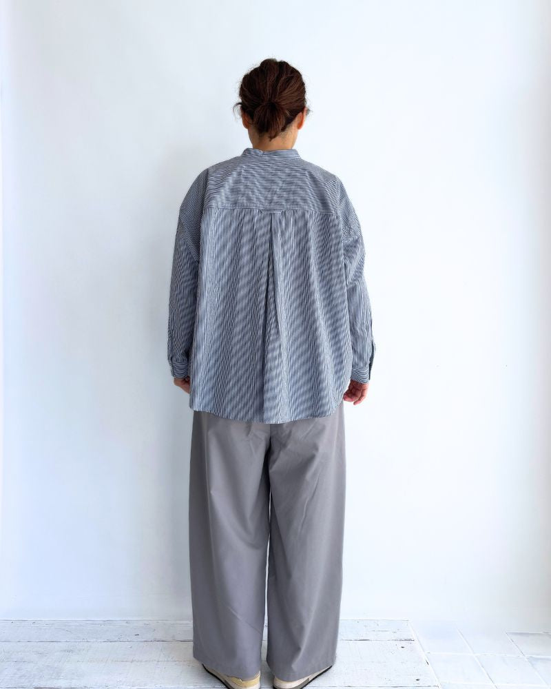 バンドカラービックシャツ Sax/Navy