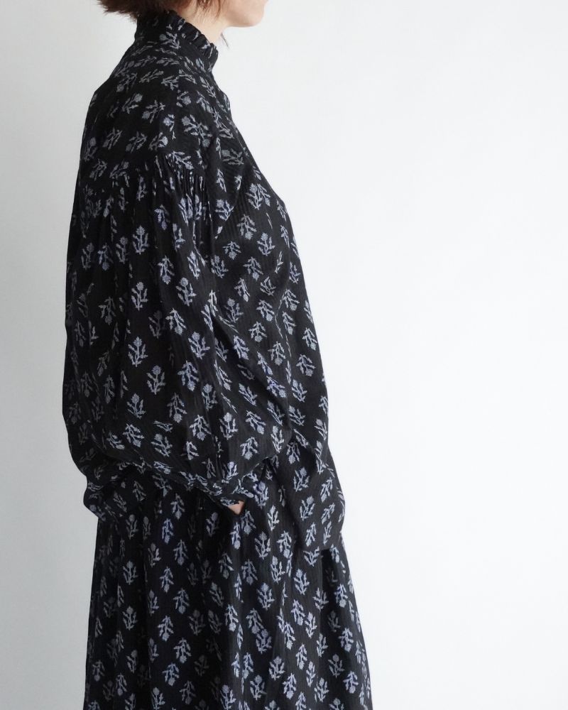 FRILL COLLAR SHIRT WITH MINI PINTUCK Black