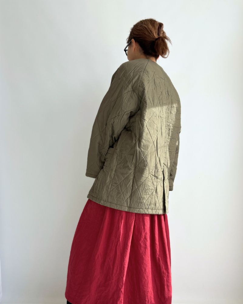 FRONT BUTTON SHORT COAT Olive