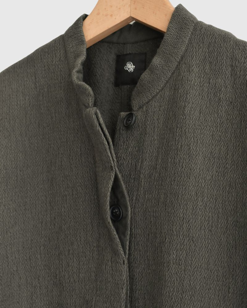 STAND COLLAR FLY FRONT JACKET Olive