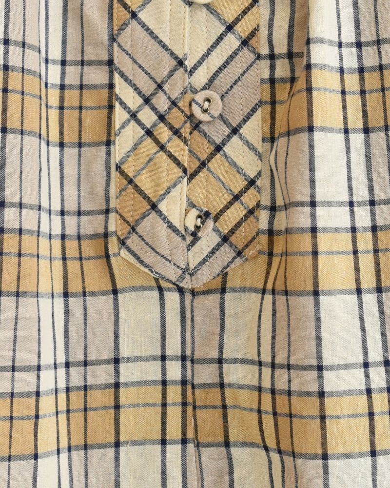 チェックヘンリーシャツ Beige/NavyCheck