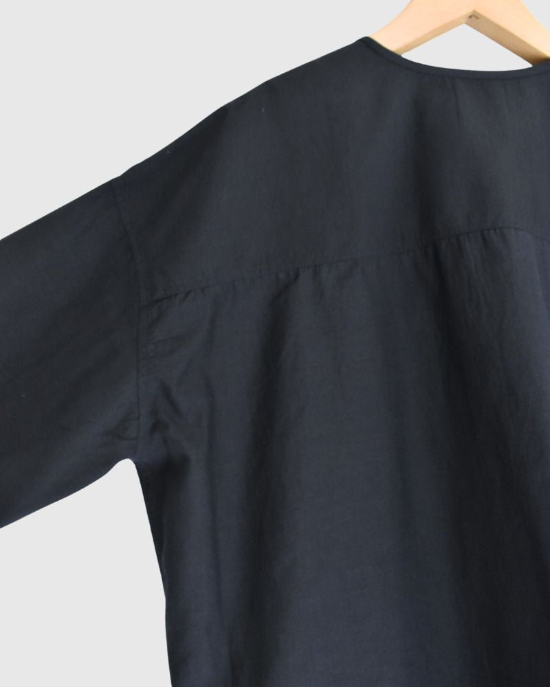 BANGALORE COTTON/SILK PLAIN PULLOVER SHIRT Navy