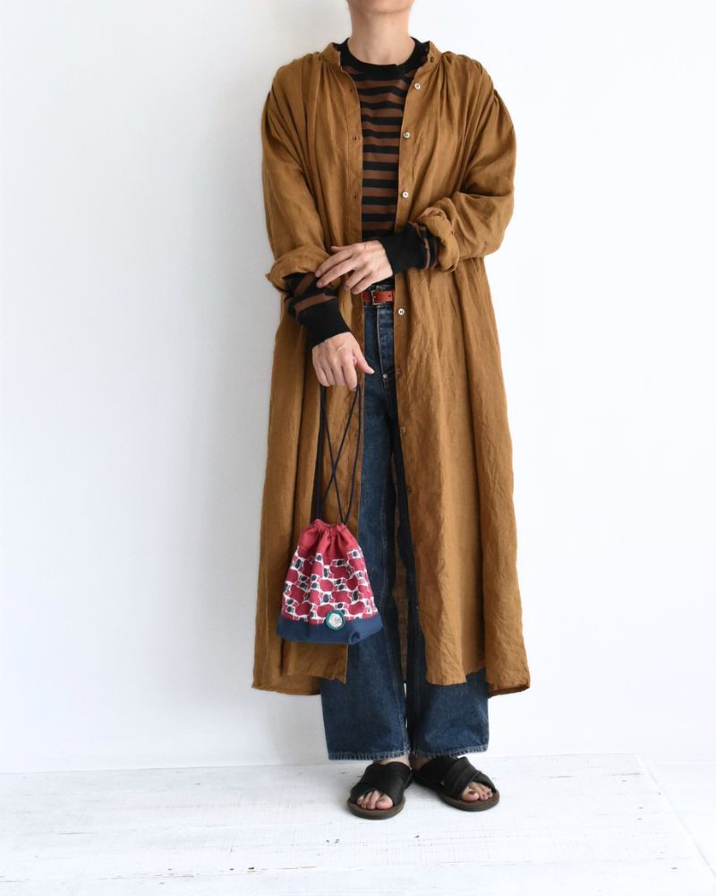 フレンチリネン ドレス Camel