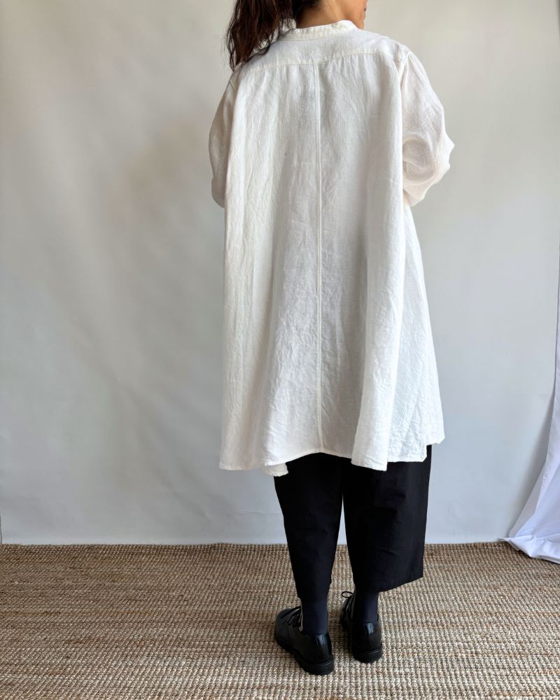 リネンキャンバス ロングシャツ White