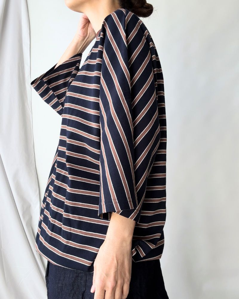 【sale】ネイビーマルチボーダードルマントップ NAVY MULTI
