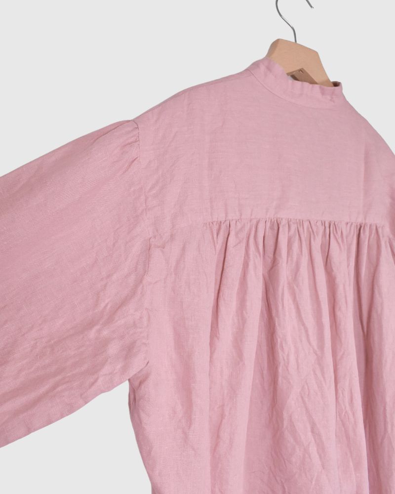 Linen Gather Shirt Pink