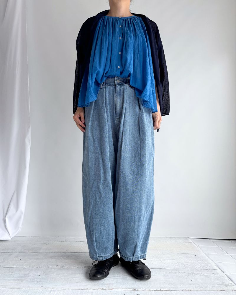 裾デザインコクーンシルエットデニム 'SAFY' LightIndigo