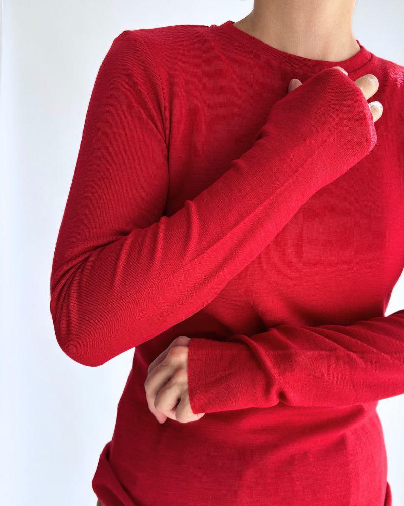 クルーネック スリムフィット（ウール） Red