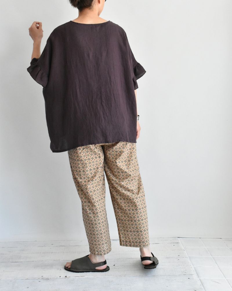 フリルトップ ブラウス Brown