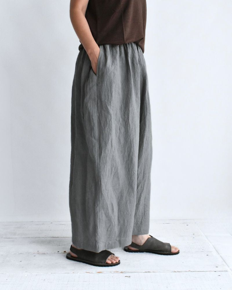 ワイドコクーン ギャザーパンツ（LINEN） Gray