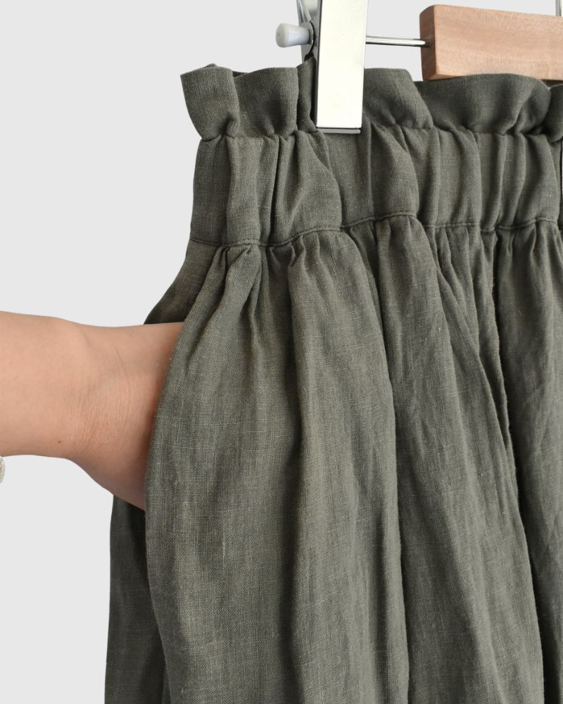 フレンチリネン スカート Khaki