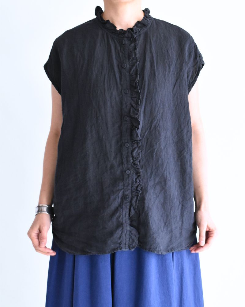FRENCH/SL FRILL COLLAR SHIRTS Marine
