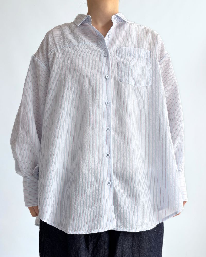 シアーストライプシャツ 'TESSA' Saxe