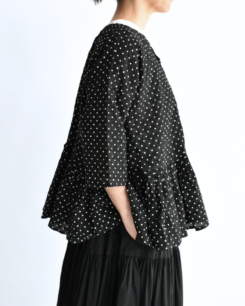 リップルドット カシュクールブラウス Black/White