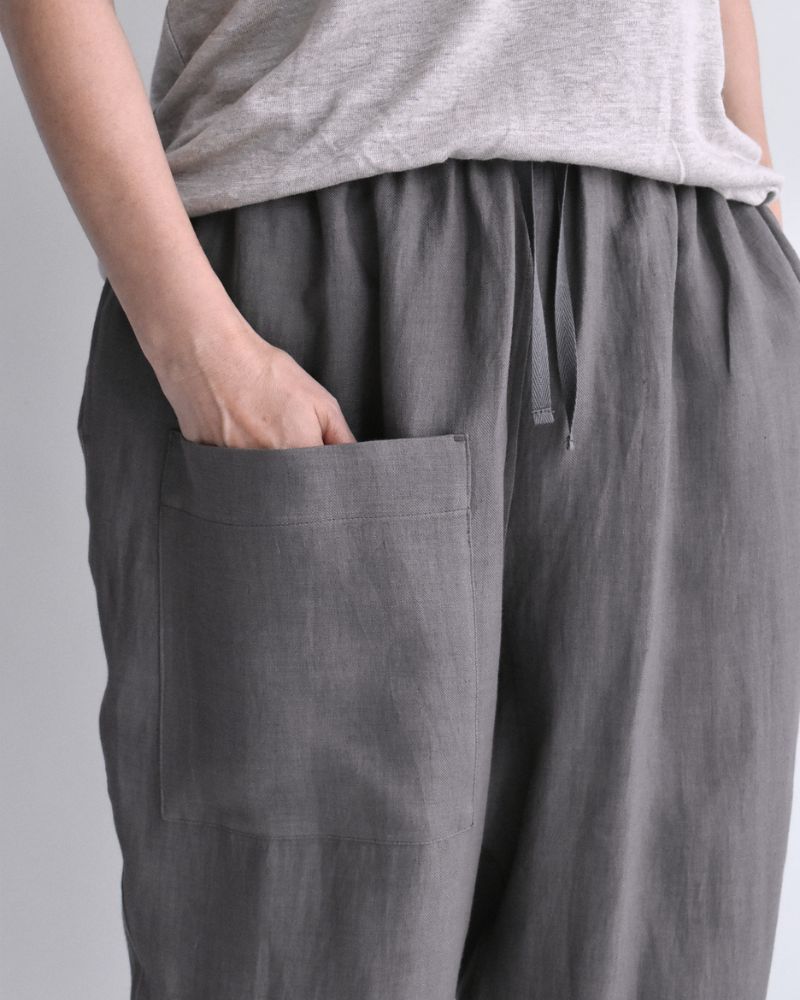 アシメポケットベイカーパンツ（LINEN） DarkGray