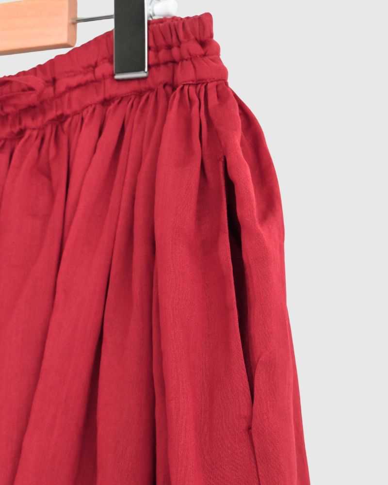 RAJASTHAN TUCK GATHERED SKIRT WITH LINING Red