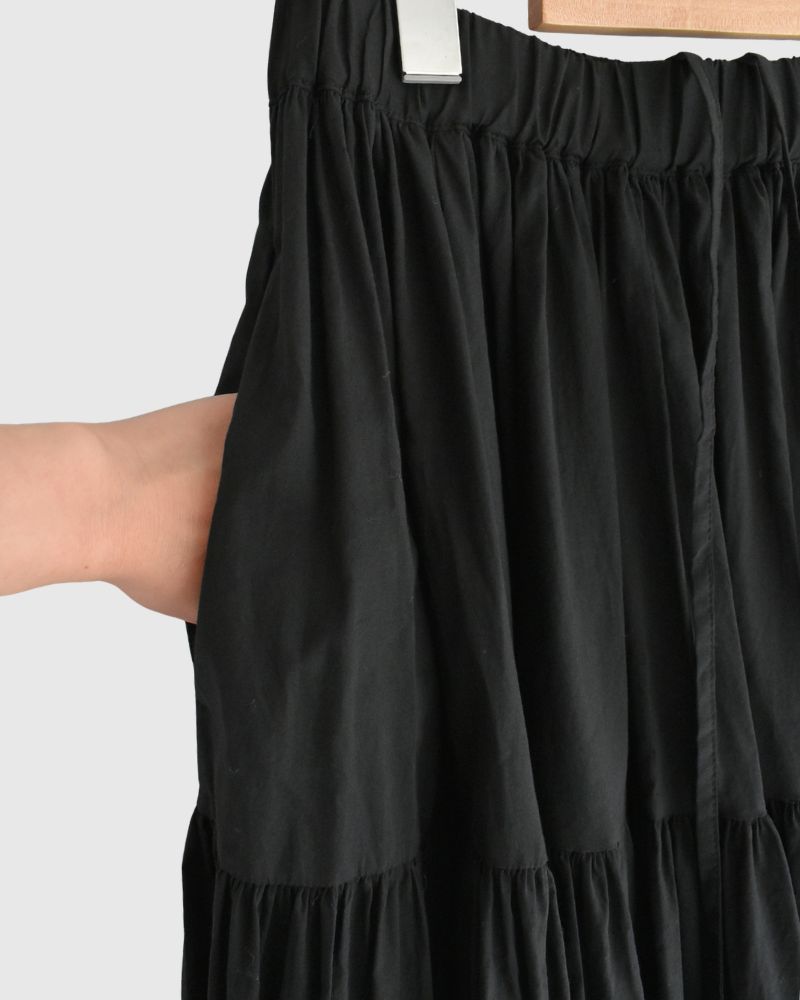 ティアードギャザースカート（COTTON） Black