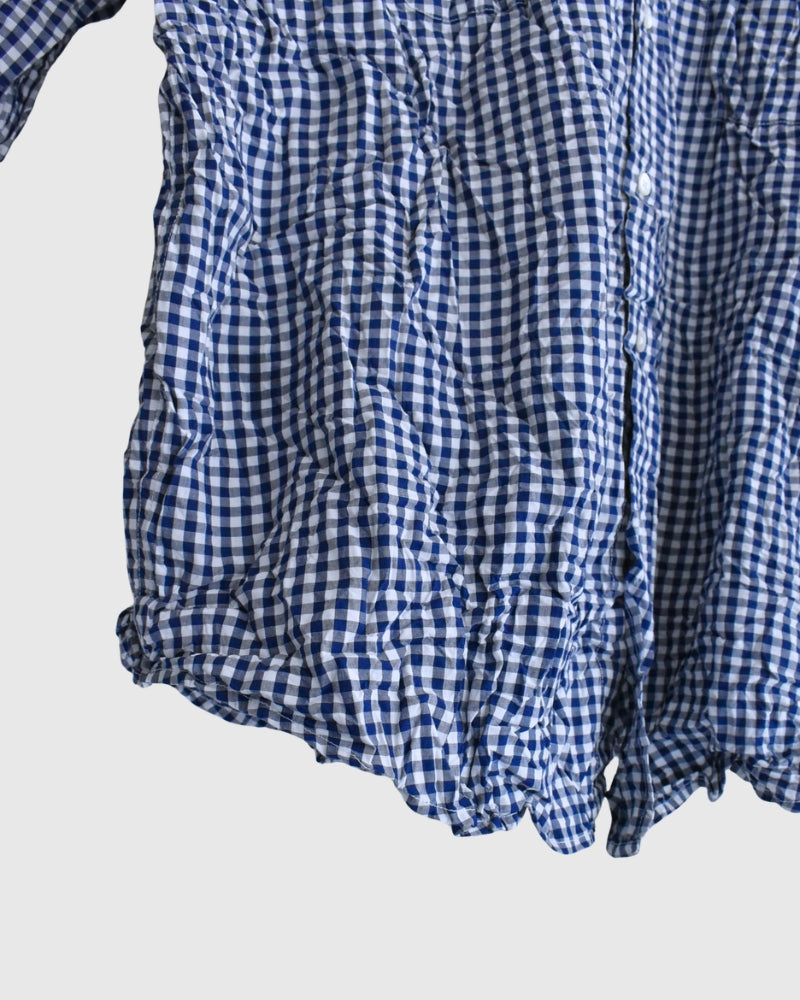 BANDED COLLAR L/SL OVERSIZED SHIRTS BlueGingham