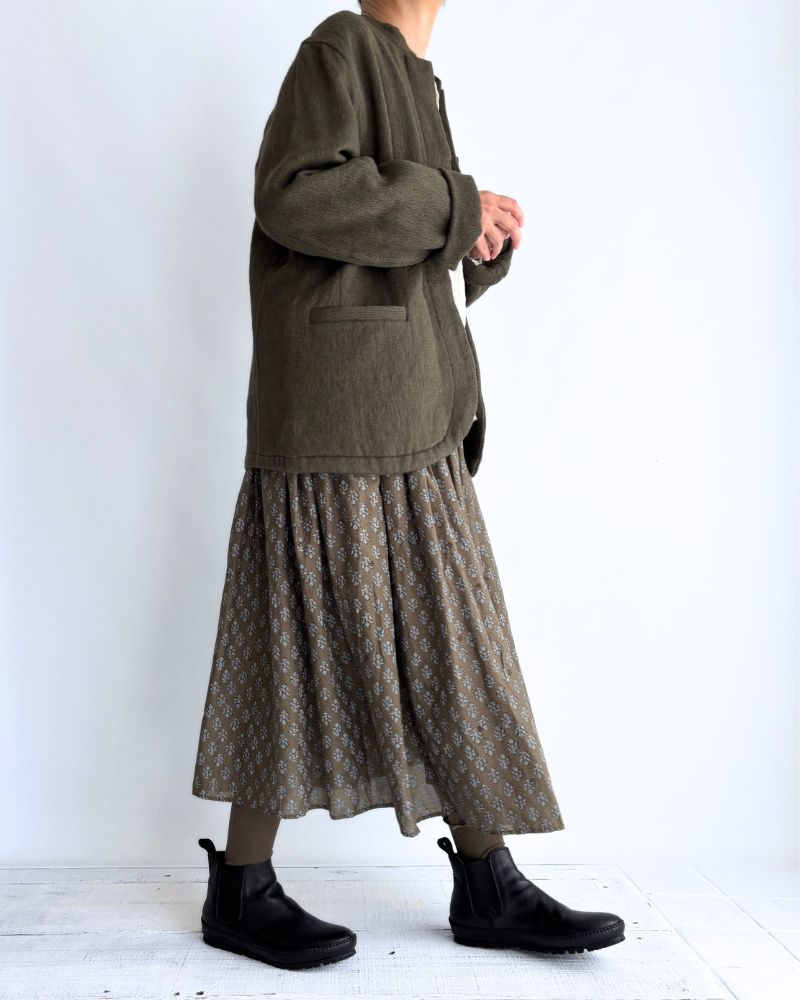 STAND COLLAR FLY FRONT JACKET Olive