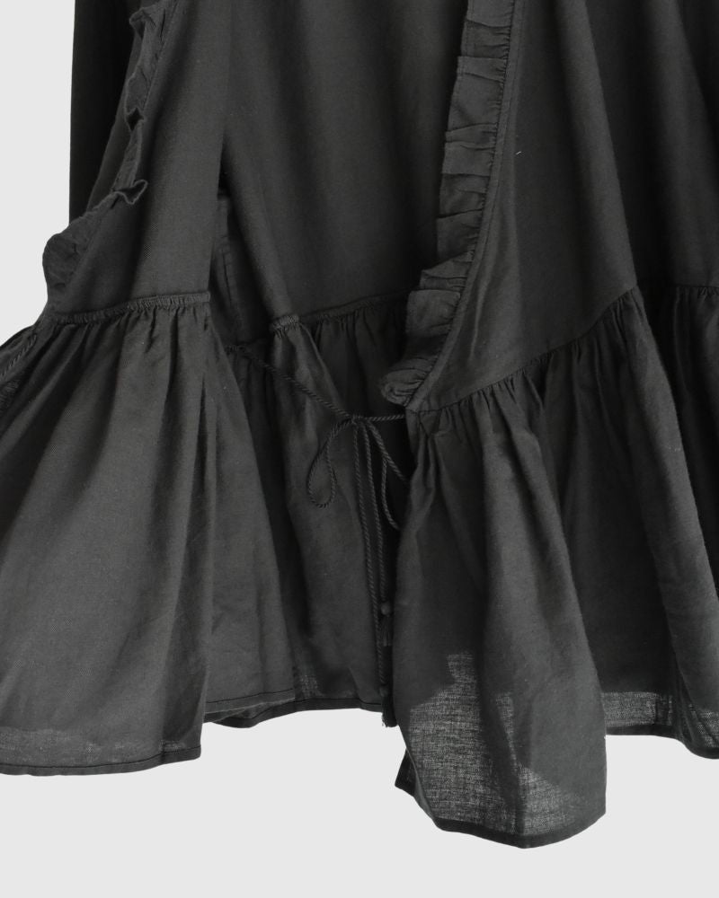 TWILL COTTON KHADI PLAIN (WASH) FRILL CACHE COEUR Black