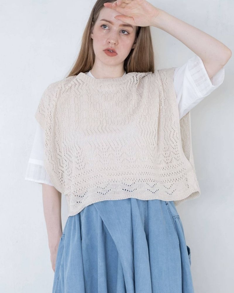 【予約】S/S TT194 コットンリネンのニットベスト（3月）