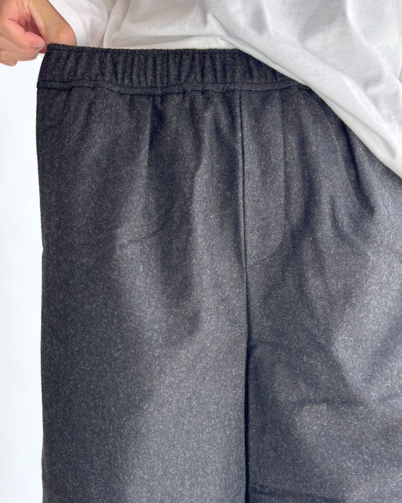 WOOL FLANNEL EASY WIDE PANTS Charcoal