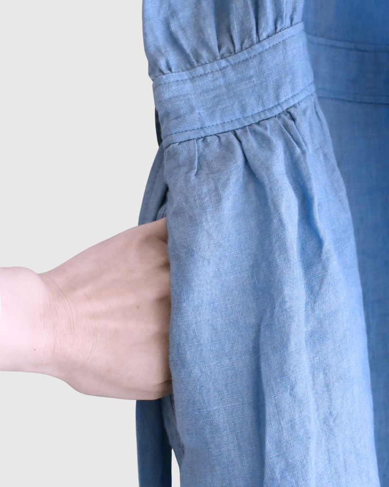 インディゴリネン カシュクールドレス LightBlue