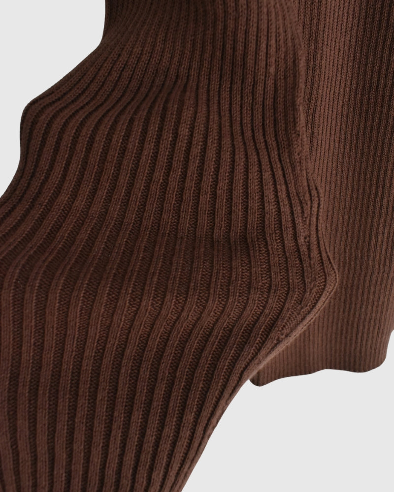 JAPAN WHOLEGARMENT リブニットプルオーバー Brown