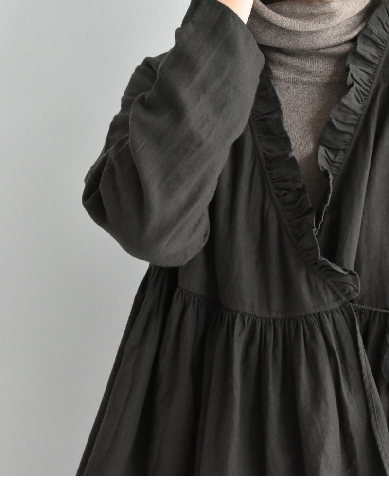 TWILL COTTON KHADI PLAIN FRILL CACHE COEUR Charcoal