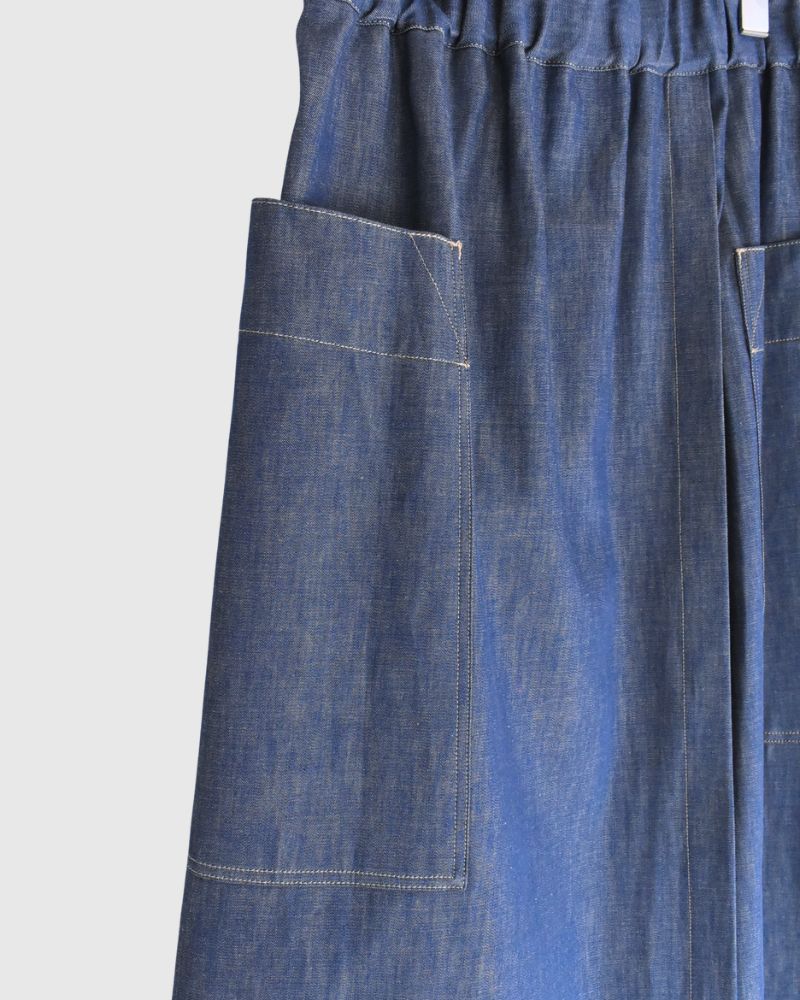 HEART-DENIM アシンメトリーラップ風スカート Blue