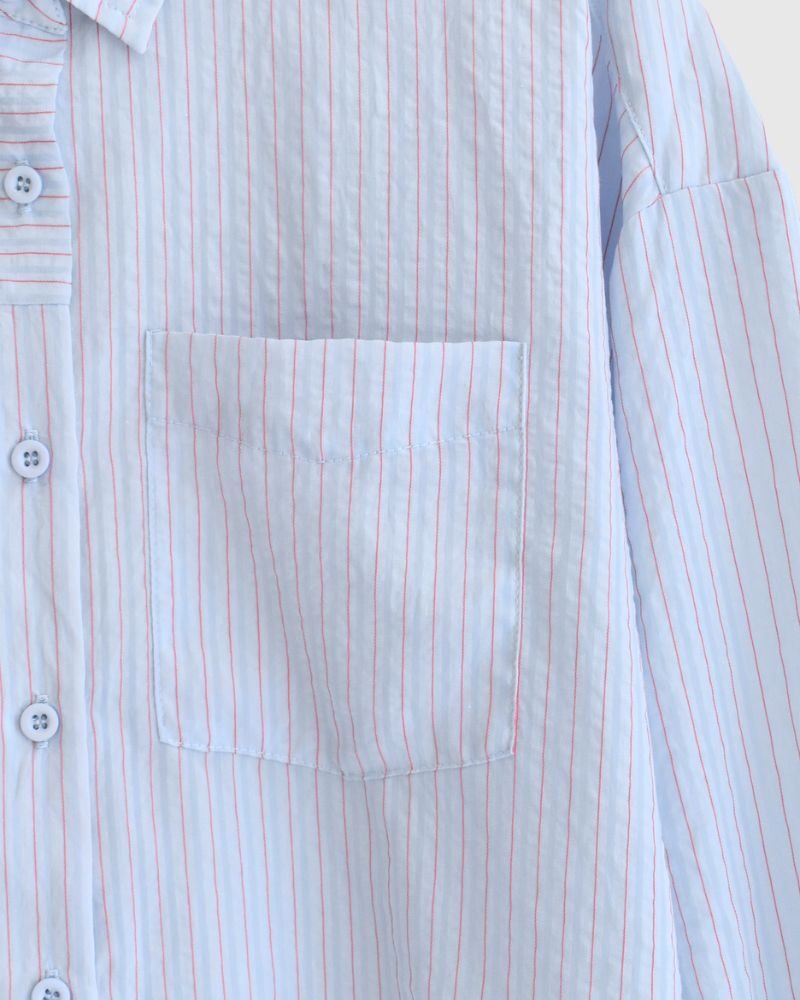 シアーストライプシャツ 'TESSA' Saxe