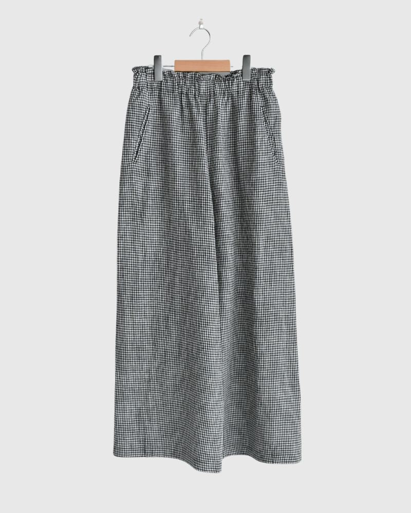 イージーワイドパンツ（LINEN） Black/White