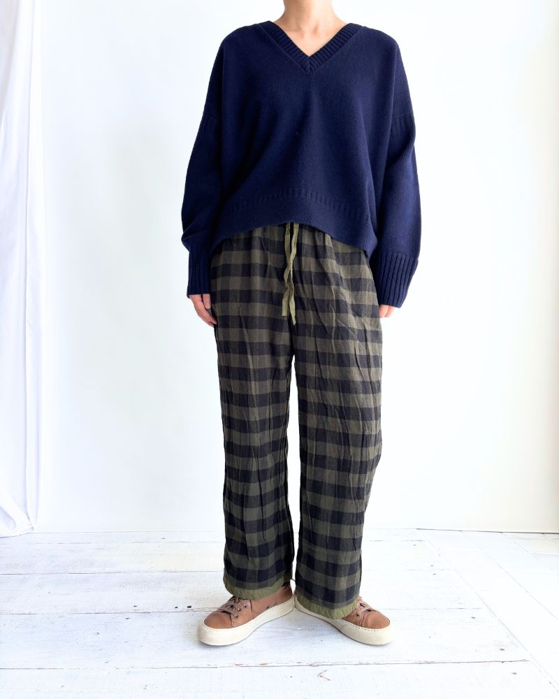 40s ORGANIC POPLIN (OVERDYE) EASY PANTS ArrasGreen