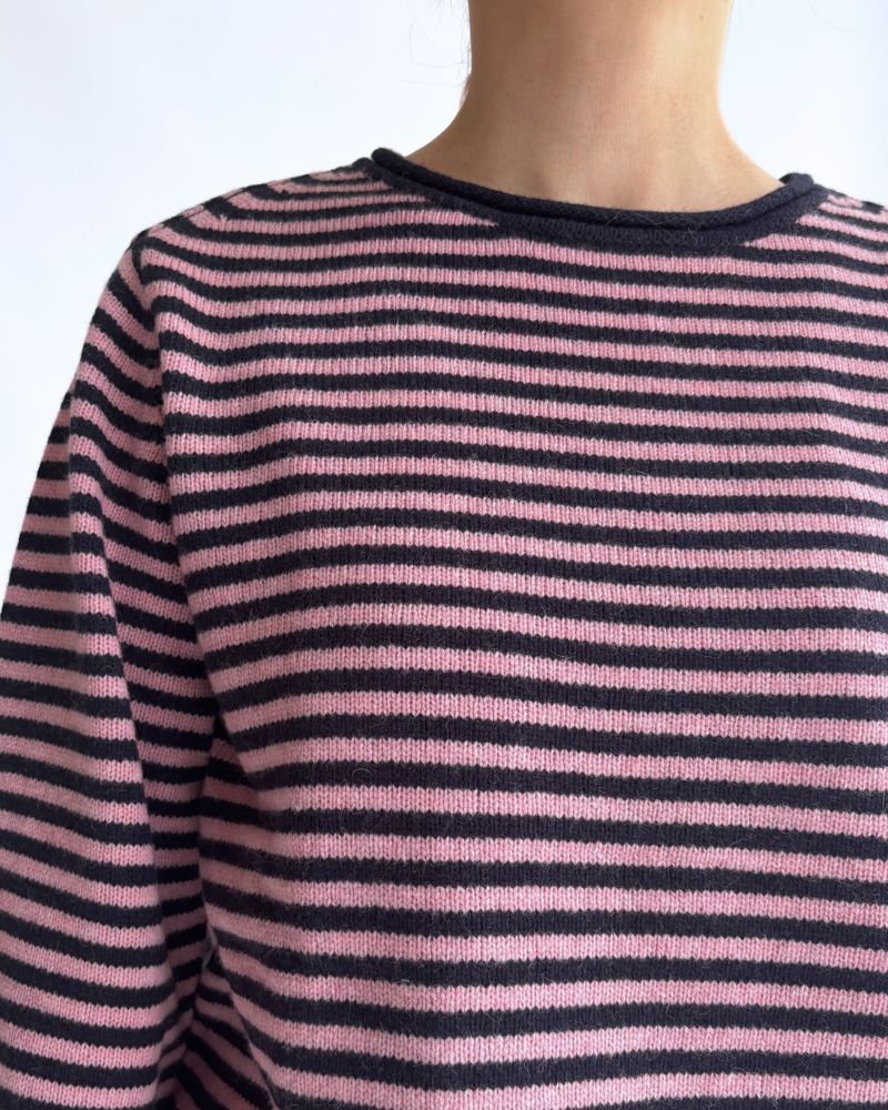 ボーダーニットプルオーバー Pink/Navy