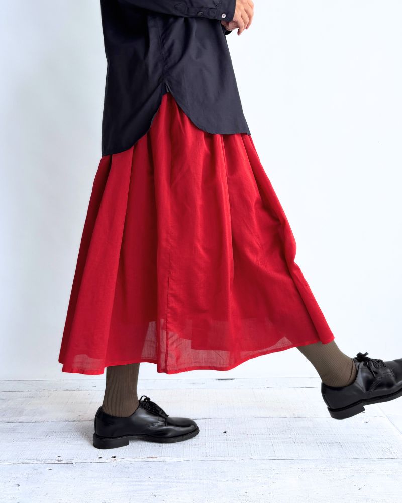 RAJASTHAN TUCK GATHERED SKIRT WITH LINING Red