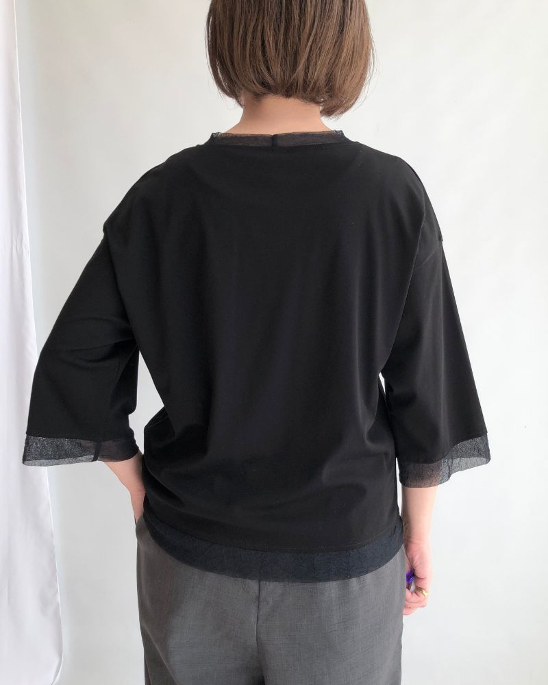 ANAIA SMOOTH/TULLE プルオーバー Black